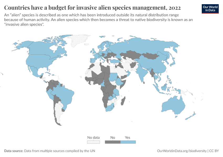 A thumbnail of the "Countries have a budget for invasive alien species management" chart