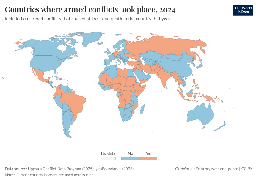 A thumbnail of the "Countries where armed conflicts took place" chart