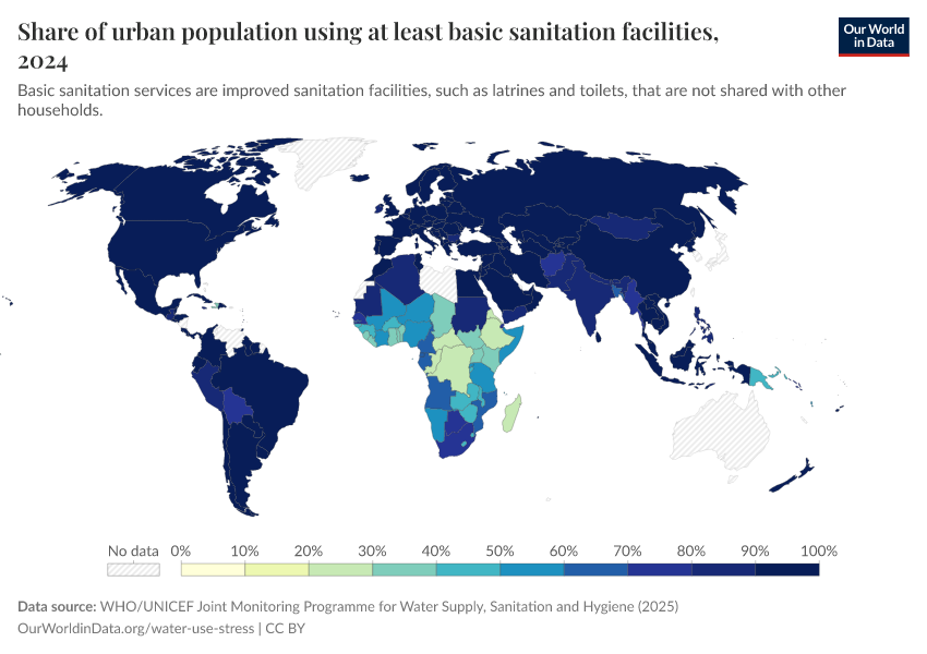 A thumbnail of the "Share of urban population using at least basic sanitation services" chart